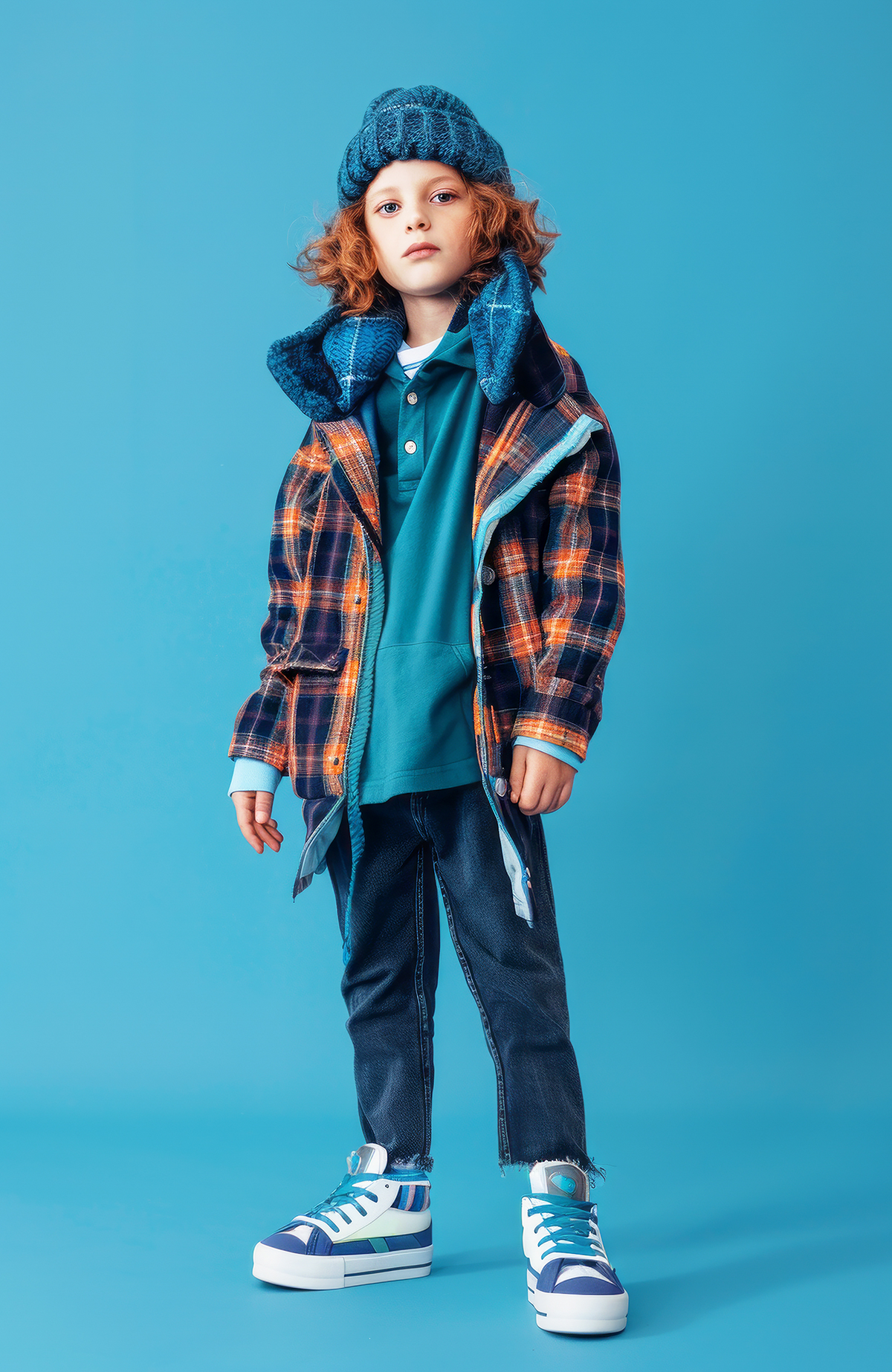 Boys Plaid Jacket Winter Set