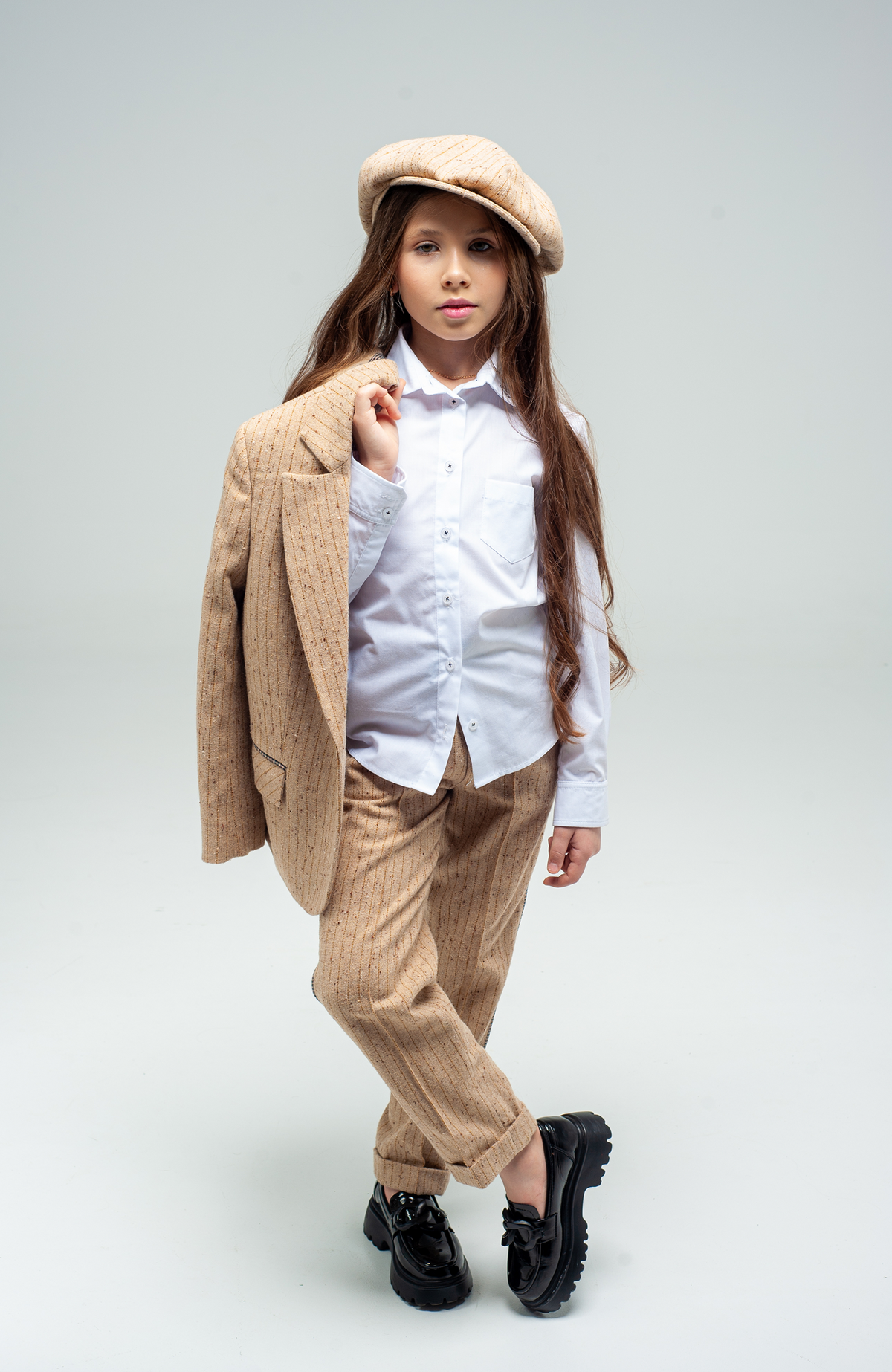 Girls Beige Corduroy Suit Set