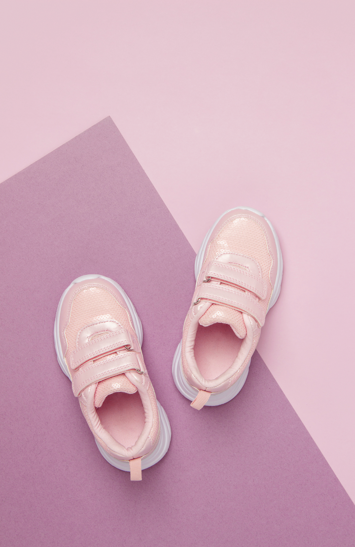 Kids Pink Velcro Strap Sneakers