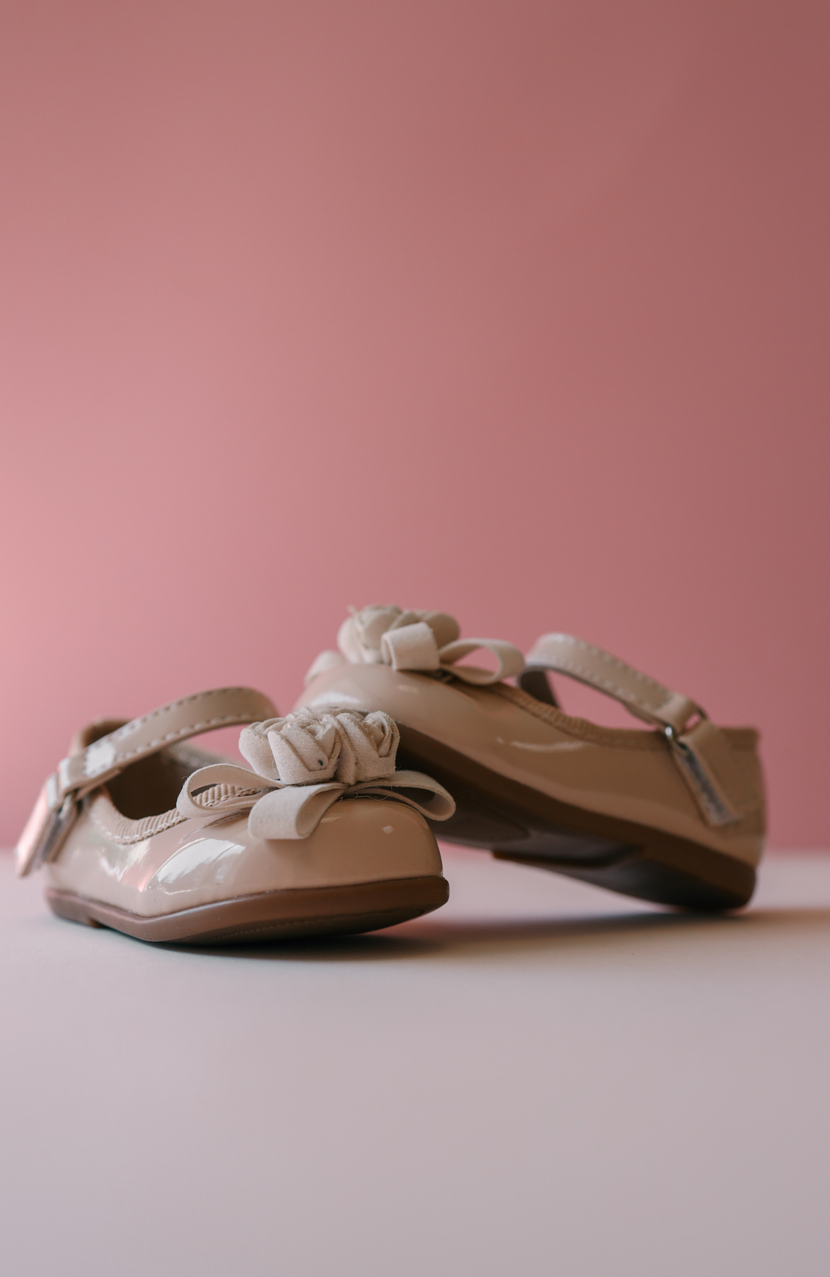 Kids Beige Bow Mary Jane Flats