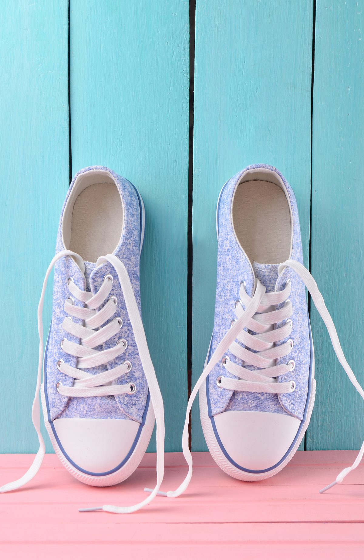 Kids Blue Lace-Up Canvas Sneakers